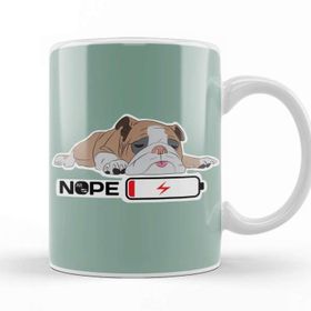 Baskı Dükkanı English Bulldog Lover Snoozing Bulldog Porselen Beyaz Kupa Bardak