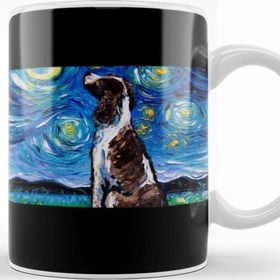 Baskı Dükkanı English Springer Spaniel Starry Night Porselen Beyaz Kupa Bardak