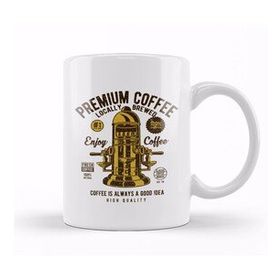 Baskı Dükkanı Enjoy Premium Coffee Espresso Machine Porselen Beyaz Kupa Bardak
