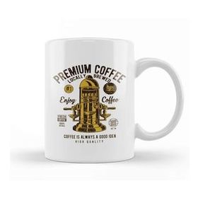 Baskı Dükkanı Enjoy Premium Coffee Espresso Machine Porselen Beyaz Kupa Bardak