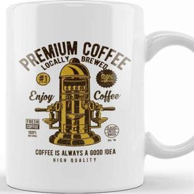 Baskı Dükkanı Enjoy Premium Coffee Espresso Machine Porselen Beyaz Kupa Bardak