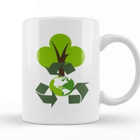 Baskı Dükkanı Environmental Friendly Green Eco Recycle Reuse Porselen Beyaz Kupa Bardak