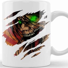 Baskı Dükkanı Eren Titan Attack On Titan Eren Jaeger 01 Porselen Beyaz Kupa Bardak