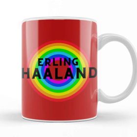 Baskı Dükkanı Erling Haaland Vintage Retro Rainbow Style Porselen Beyaz Kupa Bardak