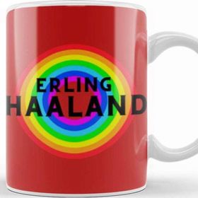 Baskı Dükkanı Erling Haaland Vintage Retro Rainbow Style Porselen Beyaz Kupa Bardak