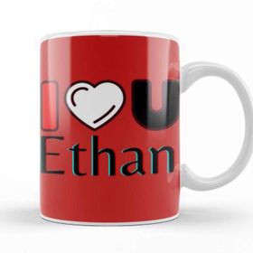 Baskı Dükkanı Ethan Name Personalized Custom Vintage Retro Rainbow Design Gift Baby Gift For Him Kupa