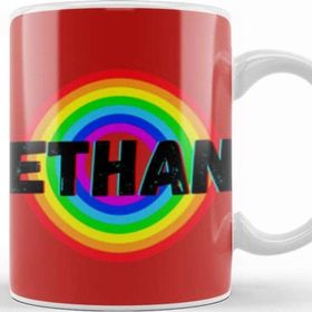 Baskı Dükkanı Ethan Name Personalized Custom Vintage Retro Rainbow Design Gift Baby Gift For Him Kupa