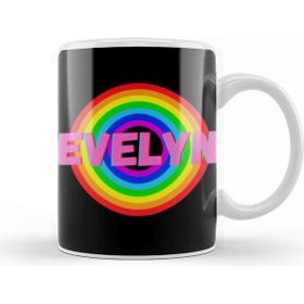 Baskı Dükkanı Evelyn Name Personalized Custom Vintage Retro Rainbow Style Design Gift Baby Gift For Her Kupa