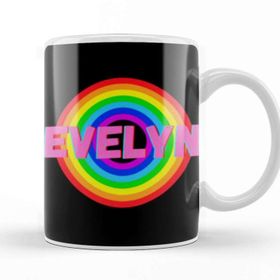 Baskı Dükkanı Evelyn Name Personalized Custom Vintage Retro Rainbow Style Design Gift Baby Gift For Her Kupa