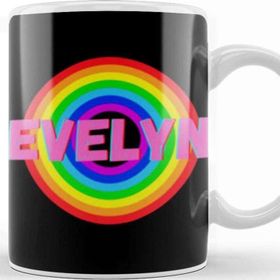 Baskı Dükkanı Evelyn Name Personalized Custom Vintage Retro Rainbow Style Design Gift Baby Gift For Her Kupa