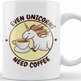 Baskı Dükkanı Even Unicorns Need Coffee Kupa