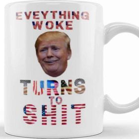 Baskı Dükkanı Everything Woke Turnsto Shit Donald Trump Kupa