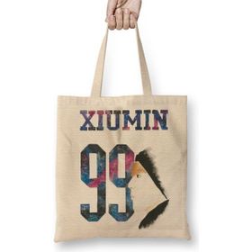 Baskı Dükkanı Exo Xiumin 99 Bez Uzun Saplı Krem Rengi Çanta