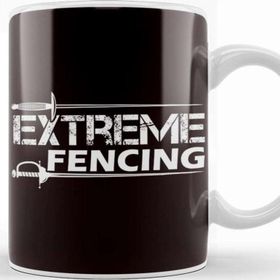 Baskı Dükkanı Extreme Fencing Fencer Sports Epee Rapier Saber Duel Fight Porselen Beyaz Kupa Bardak