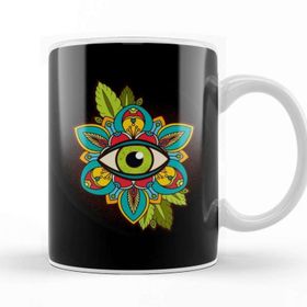 Baskı Dükkanı Eye Of Horus Green Eye Porselen Beyaz Kupa Bardak