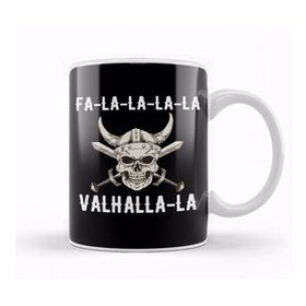 Baskı Dükkanı Fa La La La Valhalla La Viking Christmas Porselen Beyaz Kupa Bardak