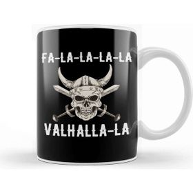 Baskı Dükkanı Fa La La La Valhalla La Viking Christmas Porselen Beyaz Kupa Bardak