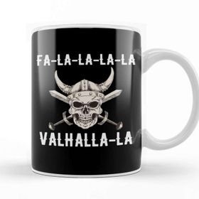 Baskı Dükkanı Fa La La La Valhalla La Viking Christmas Porselen Beyaz Kupa Bardak