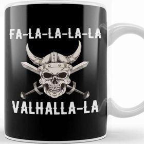 Baskı Dükkanı Fa La La La Valhalla La Viking Christmas Porselen Beyaz Kupa Bardak