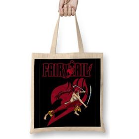 Baskı Dükkanı Fairy Tail Erza Scarlet Two Swords Anime Manga Bez Uzun Saplı Krem Rengi Çanta