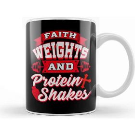 Baskı Dükkanı Faith Weights and Protein Shakes Religion Workout Kupa