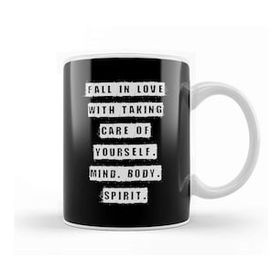 Baskı Dükkanı Fall In Love With Taking Care Of Yourself Gym Inspiration Porselen Beyaz Kupa Bardak