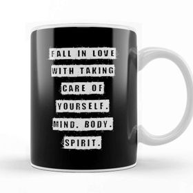 Baskı Dükkanı Fall In Love With Taking Care Of Yourself Gym Inspiration Porselen Beyaz Kupa Bardak
