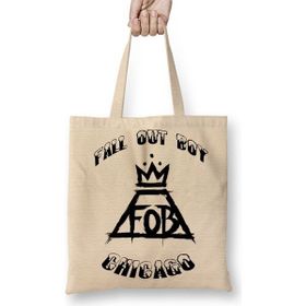 Baskı Dükkanı Fall Out Boy Bez Uzun Saplı Krem Rengi Çanta
