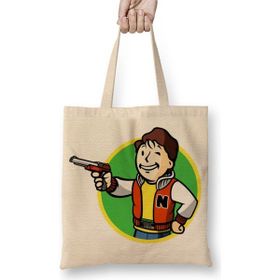 Baskı Dükkanı Fallout Fan Boy Bez Uzun Saplı Krem Rengi Çanta