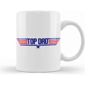 Baskı Dükkanı Fathers Day Top Dad Top Gun Logo Kupa Bardak
