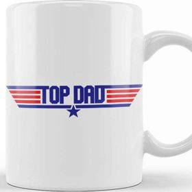Baskı Dükkanı Fathers Day Top Dad Top Gun Logo Kupa Bardak