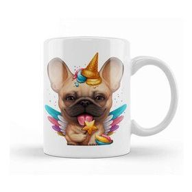Baskı Dükkanı Fawn French Bulldog Ice Cream Unicorn 01 Kupa Bardak
