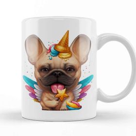 Baskı Dükkanı Fawn French Bulldog Ice Cream Unicorn 01 Kupa Bardak