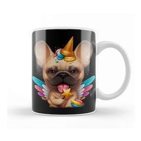 Baskı Dükkanı Fawn French Bulldog Ice Cream Unicorn Kupa Bardak