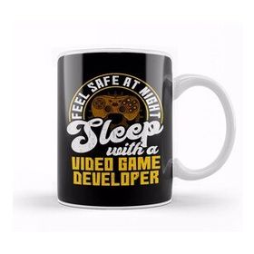 Baskı Dükkanı Feel Safe At Night Sleep With Video Game Developer Kupa Bardak