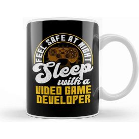 Baskı Dükkanı Feel Safe At Night Sleep With Video Game Developer Kupa Bardak