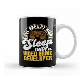 Baskı Dükkanı Feel Safe At Night Sleep With Video Game Developer Kupa Bardak