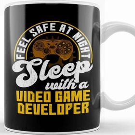 Baskı Dükkanı Feel Safe At Night Sleep With Video Game Developer Kupa Bardak