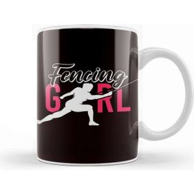 Baskı Dükkanı Fencing Fencer Girl Epee Rapier Saber Foil Duel Sports Fight Kupa Bardak