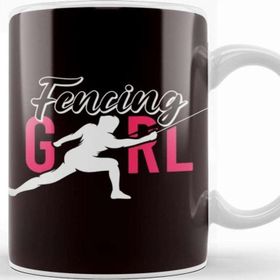 Baskı Dükkanı Fencing Fencer Girl Epee Rapier Saber Foil Duel Sports Fight Kupa Bardak