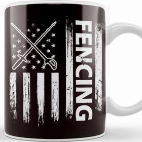 Baskı Dükkanı Fencing Us American Flag Fencer Saber Rapier Duel Epee Kupa Bardak