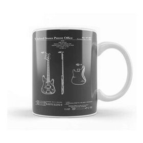 Baskı Dükkanı Fender Bass Guitar Patent White Kupa Bardak