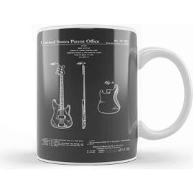 Baskı Dükkanı Fender Bass Guitar Patent White Kupa Bardak