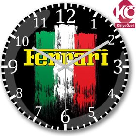 Baskı Dükkanı Ferrari Bombeli Gerçek Cam Duvar Saati