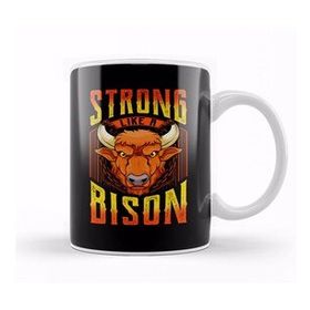 Baskı Dükkanı Fierce Strong Like A Bison Wild Animal Strength Kupa Bardak