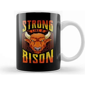 Baskı Dükkanı Fierce Strong Like A Bison Wild Animal Strength Kupa Bardak