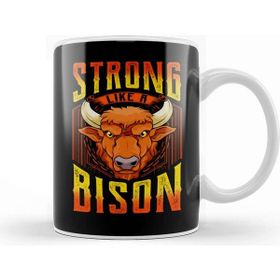 Baskı Dükkanı Fierce Strong Like A Bison Wild Animal Strength Kupa Bardak