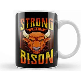 Baskı Dükkanı Fierce Strong Like A Bison Wild Animal Strength Kupa Bardak