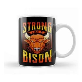 Baskı Dükkanı Fierce Strong Like A Bison Wild Animal Strength Kupa Bardak