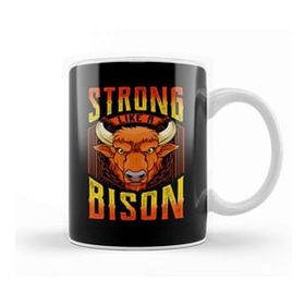 Baskı Dükkanı Fierce Strong Like A Bison Wild Animal Strength Kupa Bardak